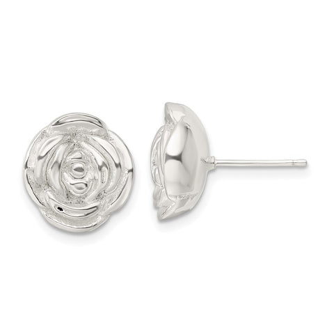 Sterling Silver Polished Rose Post Earrings-WBC-QE16530