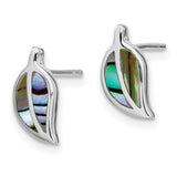 Sterling Silver RH-plated Abalone Leaf Post Earrings-WBC-QE16538