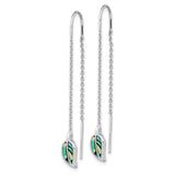 Sterling Silver Rhodium-plated Polished Abalone Leaf Threaded Earrings-WBC-QE16547