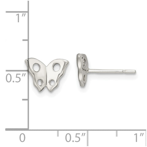Sterling Silver Polished Butterfly Post Earrings-WBC-QE16561
