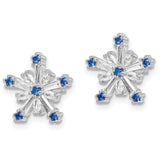 Sterling Silver Rhodium-plated Polished Blue & White CZ Snowflake Post Earr-WBC-QE16569