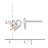Sterling Silver Open Heart Rose Tone Mini Heart Post Earrings-WBC-QE16596