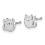 Sterling Silver Rh-plated Polished Cat Post Earrings-WBC-QE16615