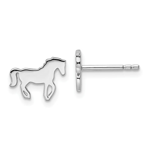 Sterling Silver Rhodium-plated Horse Post Earrings-WBC-QE16619