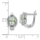 SS RH-plated 1.74t.w. Green Quartz/WT Oval Hinged Earrings-WBC-QE16644AG