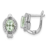 SS RH-plated 1.74t.w. Green Quartz/WT Oval Hinged Earrings-WBC-QE16644AG