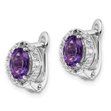 SS Rhod-plated 1.74Amethyst/WhiteTopaz Oval Hinged Earrings-WBC-QE16644AM