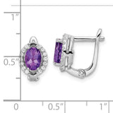 SS Rhod-plated 1.74Amethyst/WhiteTopaz Oval Hinged Earrings-WBC-QE16644AM