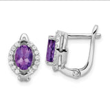 SS Rhod-plated 1.74Amethyst/WhiteTopaz Oval Hinged Earrings-WBC-QE16644AM