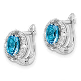 Sterling Silver Rhodium-plated Swiss BT/White Topaz Oval Hinged Earrings-WBC-QE16644BT