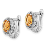 SS RH-plated 1.77t.w. Citrine/White Topaz Oval Hinged Earrings-WBC-QE16644CI