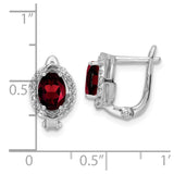 SS RH-plated 2.05t.w. Garnet/White Topaz Oval Hinged Earrings-WBC-QE16644GA