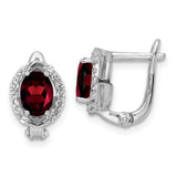 SS RH-plated 2.05t.w. Garnet/White Topaz Oval Hinged Earrings-WBC-QE16644GA