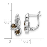 SS Rhod-plate .48t.w.SmokyQuartz/Wht Topaz Swirl Hinged Earrings-WBC-QE16645SQ
