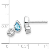 Sterling Silver Rhodium Sky Blue Topaz and CZ Post Earrings-WBC-QE16652BT
