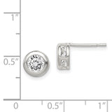 Sterling Silver Bezel 7mm CZ Post Earrings-WBC-QE1674