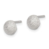 Sterling Silver Solid Polished Etched Button Earrings-WBC-QE1828