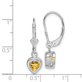 Sterling Silver Rhodium 6mm Heart Citrine Leverback Earrings-WBC-QE2047CI