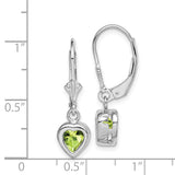 Sterling Silver Rhodium 6mm Heart Peridot Leverback Earrings-WBC-QE2047PE