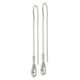 Sterling Silver Clear Glass Stone Teardrop Threader Earrings-WBC-QE2067