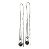 Sterling Silver Black and Turmarine Crystal Threader Earrings-WBC-QE2184