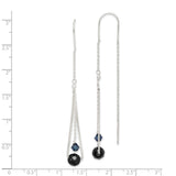 Sterling Silver Black and Turmarine Crystal Threader Earrings-WBC-QE2184