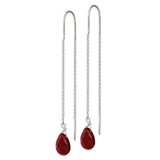 Sterling Silver Red Crystal Threader Earrings-WBC-QE2271