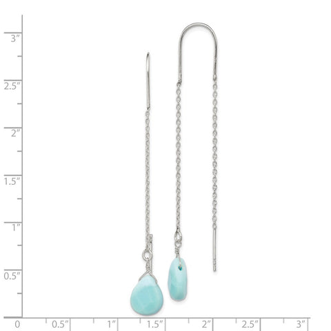 Sterling Silver Blue Agate Threader Earrings-WBC-QE2543
