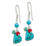 Sterling Silver Dyed Howlite/Turquoise/Red Coral Earrings-WBC-QE2547