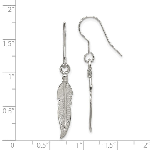 Sterling Silver Feather Earrings-WBC-QE26
