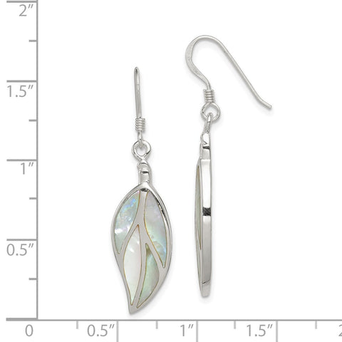 Sterling Silver Mother of Pearl Leaf Earrings-WBC-QE2665