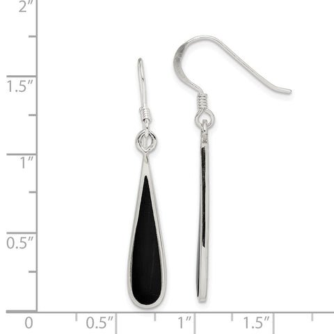 Sterling Silver Black Stone Earrings-WBC-QE2738