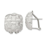 Sterling Silver Square Fancy Omega Back Earrings-WBC-QE2932