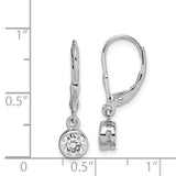 Sterling Silver Rhodium-plated 5mm CZ Leverback Earrings-WBC-QE294