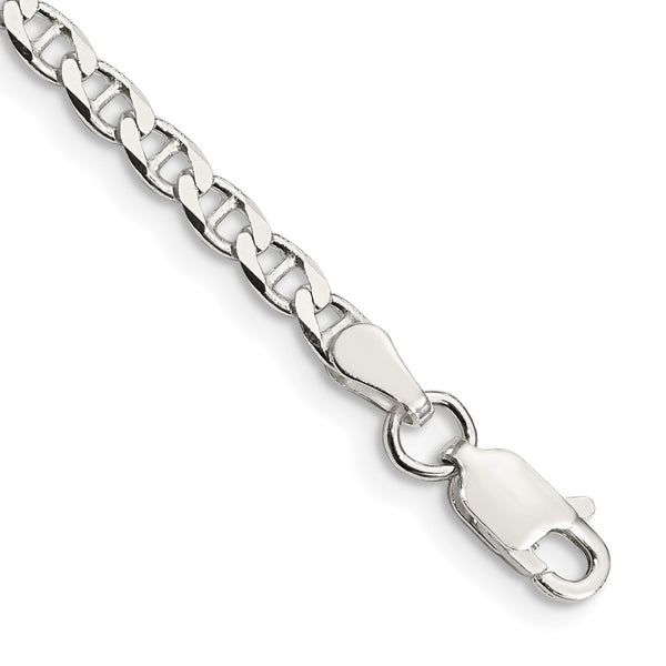 Sterling Silver 3.15mm Flat Cuban Anchor Chain Anklet-WBC-QFAN080-10
