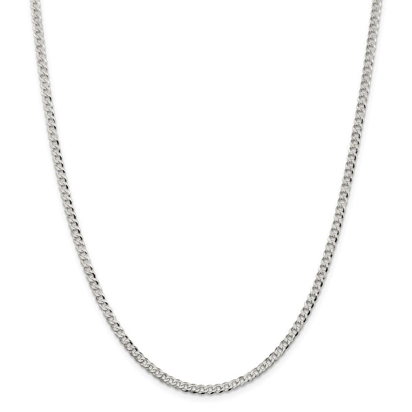 Sterling Silver 3.2mm Beveled Curb Chain-WBC-QFB080-30