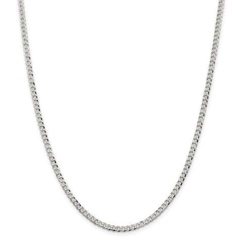 Sterling Silver 3.2mm Beveled Curb Chain-WBC-QFB080-24