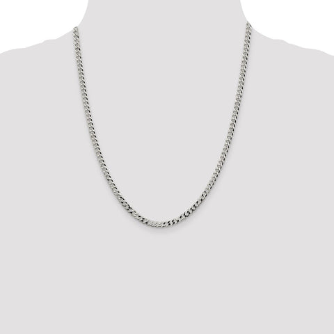 Sterling Silver 4mm Beveled Curb Chain-WBC-QFB100-22