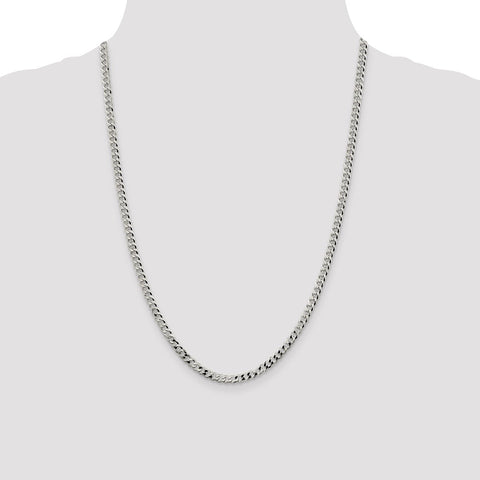 Sterling Silver 4mm Beveled Curb Chain-WBC-QFB100-24