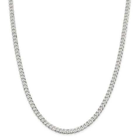 Sterling Silver 4.5mm Beveled Curb Chain-WBC-QFB120-16