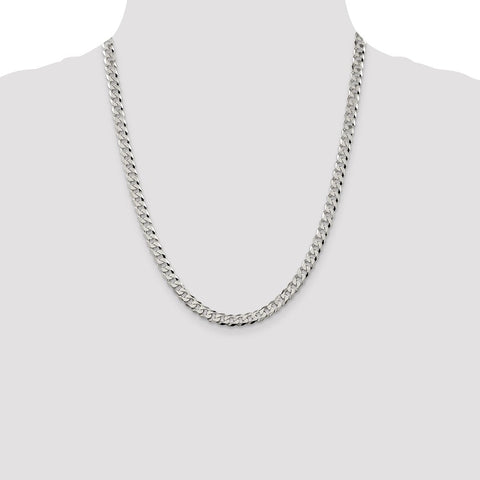 Sterling Silver 6mm Beveled Curb Chain-WBC-QFB150-22