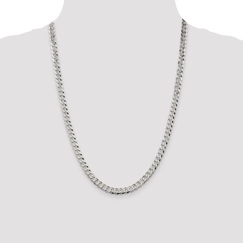 Sterling Silver 6mm Beveled Curb Chain-WBC-QFB150-24