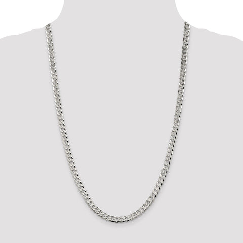 Sterling Silver 6mm Beveled Curb Chain-WBC-QFB150-26