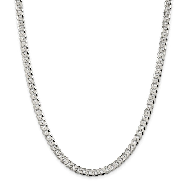 Sterling Silver 6mm Beveled Curb Chain-WBC-QFB150-26