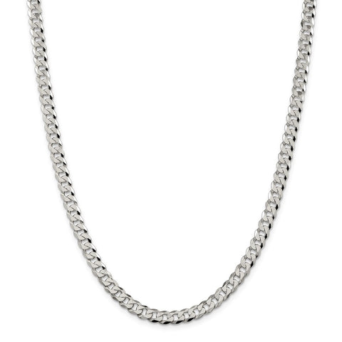 Sterling Silver 6mm Beveled Curb Chain-WBC-QFB150-16