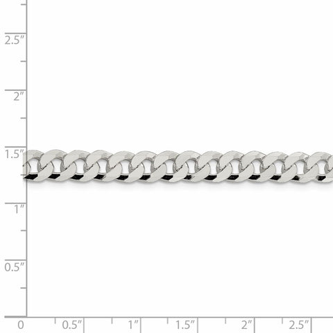 Sterling Silver 7mm Beveled Curb Chain-WBC-QFB180-30