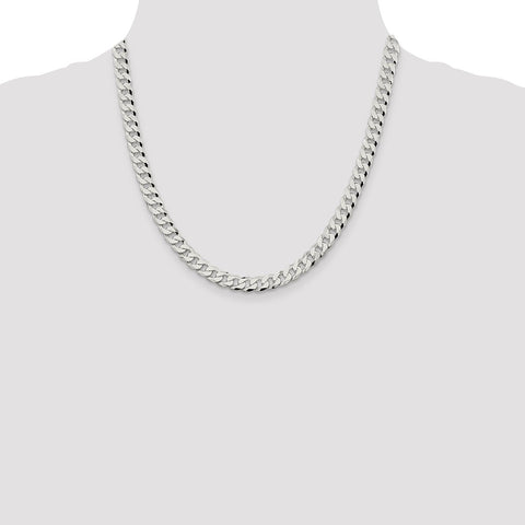 Sterling Silver 7mm Beveled Curb Chain-WBC-QFB180-20
