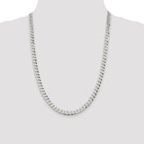 Sterling Silver 7mm Beveled Curb Chain-WBC-QFB180-24