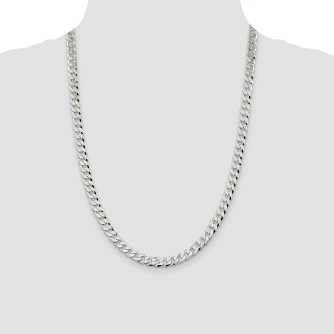 Sterling Silver 7mm Beveled Curb Chain-WBC-QFB180-24