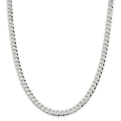 Sterling Silver 7mm Beveled Curb Chain-WBC-QFB180-18